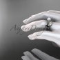 Pearl Celtic Wedding Set Unique 14kt white gold Engagement Ring CTP7324S