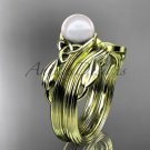 Pearl Celtic Wedding Set Unique 14kt yellow gold Engagement Ring CTP7324S