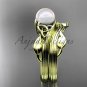 Pearl Celtic Wedding Set Unique 14kt yellow gold Engagement Ring CTP7324S