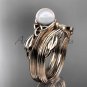 Pearl Celtic Wedding Set Unique 14kt rose gold Engagement Ring CTP7324S
