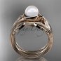 Pearl Celtic Wedding Set Unique 14kt rose gold Engagement Ring CTP7324S
