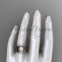 Pearl Celtic Wedding Set Unique 14kt rose gold Engagement Ring CTP7324S