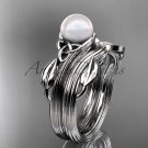 Pearl Celtic Wedding Set Unique Platinum Engagement Ring CTP7324S
