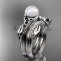 Pearl Celtic Wedding Set Unique Platinum Engagement Ring CTP7324S