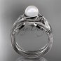 Pearl Celtic Wedding Set Unique Platinum Engagement Ring CTP7324S