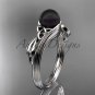 Black Pearl Celtic Engagement Ring Unique 14kt white gold Wedding Ring CTBP7324