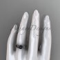 Black Pearl Celtic Engagement Ring Unique 14kt white gold Wedding Ring CTBP7324