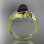 Black Pearl Celtic Engagement Ring Unique 14kt yellow gold Wedding Ring CTBP7324