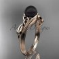 Black Pearl Celtic Engagement Ring Unique 14kt rose gold Wedding Ring CTBP7324