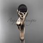 Black Pearl Celtic Engagement Ring Unique 14kt rose gold Wedding Ring CTBP7324