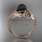 Black Pearl Celtic Engagement Ring Unique 14kt rose gold Wedding Ring CTBP7324