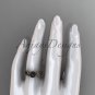 Black Pearl Celtic Engagement Ring Unique 14kt rose gold Wedding Ring CTBP7324