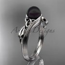 Black Pearl Celtic Engagement Ring Unique Platinum Wedding Ring CTBP7324