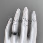 Black Pearl Celtic Engagement Ring Unique Platinum Wedding Ring CTBP7324