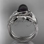 Black Pearl Celtic Wedding Set Unique 14kt white gold Engagement Ring CTBP7324S