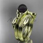 Black Pearl Celtic Wedding Set Unique 14kt yellow gold Engagement Ring CTBP7324S