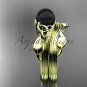 Black Pearl Celtic Wedding Set Unique 14kt yellow gold Engagement Ring CTBP7324S
