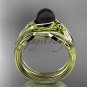 Black Pearl Celtic Wedding Set Unique 14kt yellow gold Engagement Ring CTBP7324S