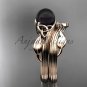Black Pearl Celtic Wedding Set Unique 14kt rose gold Engagement Ring CTBP7324S
