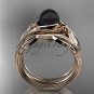 Black Pearl Celtic Wedding Set Unique 14kt rose gold Engagement Ring CTBP7324S