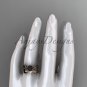 Black Pearl Celtic Wedding Set Unique 14kt rose gold Engagement Ring CTBP7324S