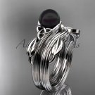 Black Pearl Celtic Wedding Set Unique Platinum Engagement Ring CTBP7324S
