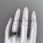 Black Pearl Celtic Wedding Set Unique Platinum Engagement Ring CTBP7324S