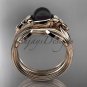 Black Pearl Floral Wedding Set Unique 14kt rose gold Engagement Ring ABP324S