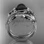 Black Pearl Floral Wedding Set Unique platinum Engagement Ring ABP324S