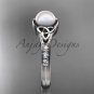 Diamond pearl celtic knot engagement ring 14kt white gold wedding ring CTP7333