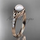 Diamond pearl celtic knot engagement ring 14kt rose gold wedding ring CTP7333yellow