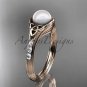Diamond pearl celtic knot engagement ring 14kt rose gold wedding ring CTP7333yellow
