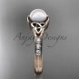 Diamond pearl celtic knot engagement ring 14kt rose gold wedding ring CTP7333yellow