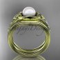 Diamond pearl celtic knot wedding set 14kt yellow gold engagement ring CTP7333S