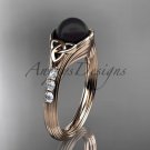 Diamond black pearl celtic knot engagement ring 14kt rose gold wedding ring CTBP7333