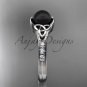 Diamond black pearl celtic knot engagement ring platinum wedding ring CTBP7333