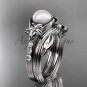 Diamonds and pearl amazing wedding set 14kt white gold floral engagement ring AP333S