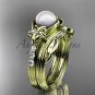 Diamonds and pearl amazing wedding set 14kt yellow gold floral engagement ring AP333S