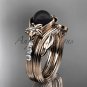 Diamonds and black pearl amazing wedding set 14kt rose gold floral engagement ring ABP333S