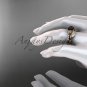 Diamonds and black pearl amazing wedding set 14kt rose gold floral engagement ring ABP333S