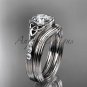 Celtic wedding sets, 14kt white gold diamond triquetra knot engagement ring CT7333S
