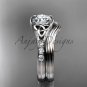 Celtic wedding sets, 14kt white gold diamond triquetra knot engagement ring CT7333S