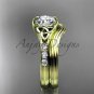 Celtic wedding sets, 14kt yellow gold diamond triquetra knot engagement ring CT7333S
