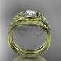 Moissanite Celtic wedding sets, 14kt yellow gold diamond triquetra knot engagement ring CT7333S