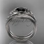 Black Diamond Celtic wedding sets, 14kt white gold diamond triquetra knot engagement ring CT7333S