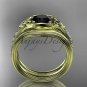 Black Diamond Celtic wedding sets, 14kt yellow gold diamond triquetra knot engagement ring CT7333S
