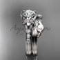 Forever One Moissanite Flower wedding sets, 14kt white gold diamond floral engagement ring ADLR333S