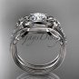 Forever One Moissanite Flower wedding sets, 14kt white gold diamond floral engagement ring ADLR333S