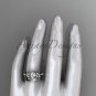 Forever One Moissanite Flower wedding sets, 14kt white gold diamond floral engagement ring ADLR333S