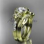 Forever One Moissanite Flower wedding sets, 14kt yellow gold diamond floral engagement ring ADLR333S